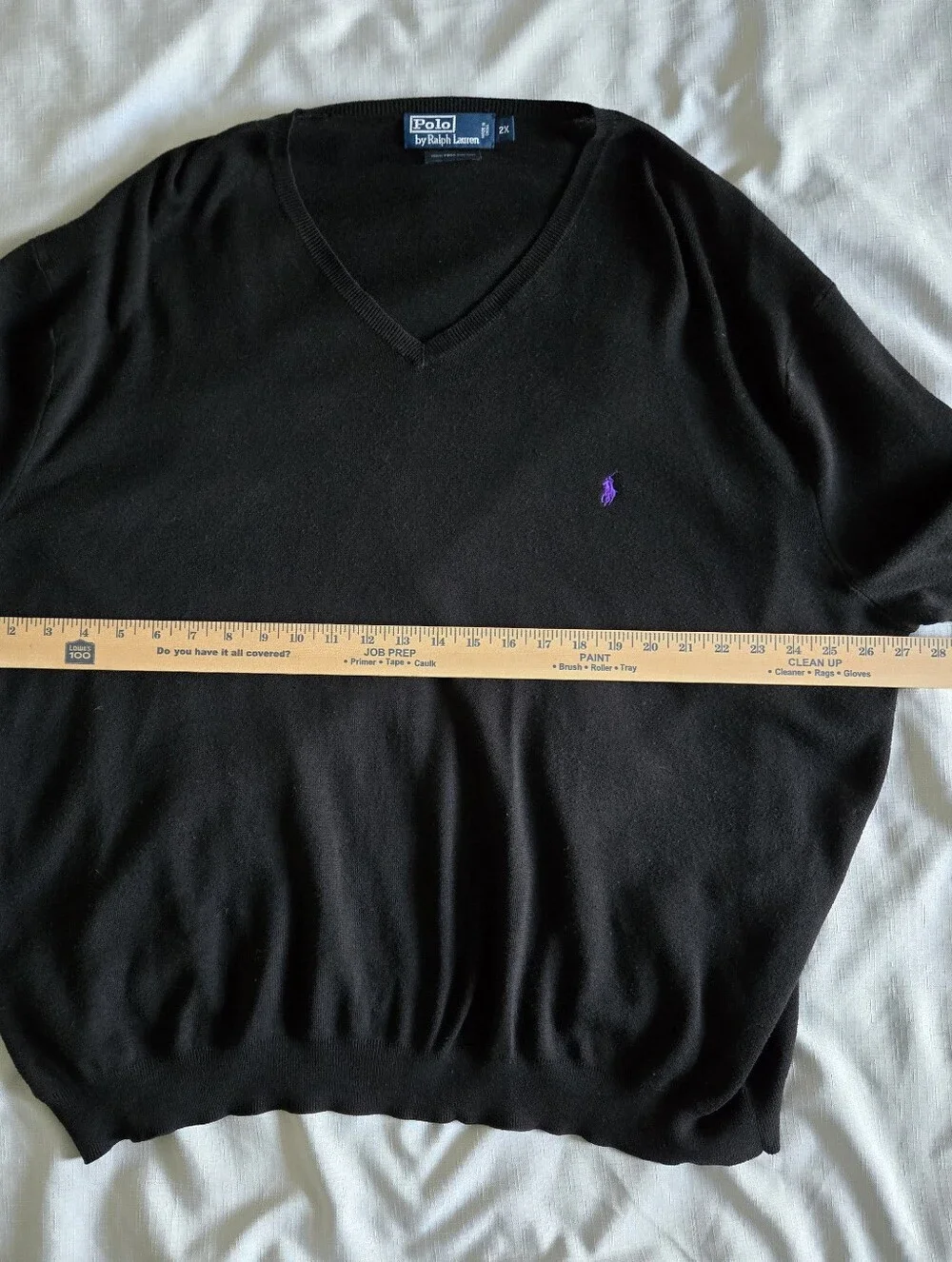 Polo Ralph Lauren 2X Pima Cotton V Neck Sweater Purple Pony Golf Style Unisex